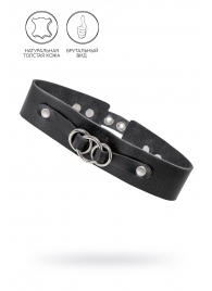 Черный чокер-ошейник со связанными кольцами на подложке - Pecado - купить с доставкой в Нижнем Тагиле