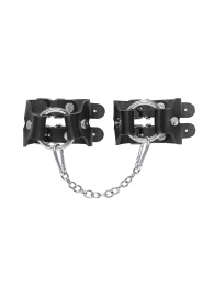 Черные кожаные наручники-браслеты из двух ремешков - Pecado - купить с доставкой в Нижнем Тагиле