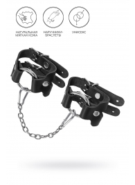 Черные кожаные наручники-браслеты из двух ремешков - Pecado - купить с доставкой в Нижнем Тагиле