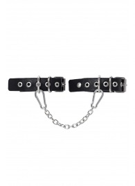 Черные оковы из одного ремешка с люверсами - Pecado - купить с доставкой в Нижнем Тагиле