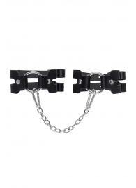 Черные кожаные оковы из двух ремешков - Pecado - купить с доставкой в Нижнем Тагиле