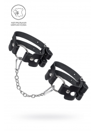 Черные кожаные оковы из двух ремешков - Pecado - купить с доставкой в Нижнем Тагиле