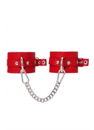 Красные мягкие кожаные оковы с люверсами - Pecado - купить с доставкой в Нижнем Тагиле