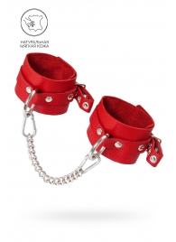 Красные мягкие кожаные оковы с люверсами - Pecado - купить с доставкой в Нижнем Тагиле