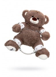 Бондажный набор: бурый мишка с белыми оковами и наручниками - Pecado - купить с доставкой в Нижнем Тагиле
