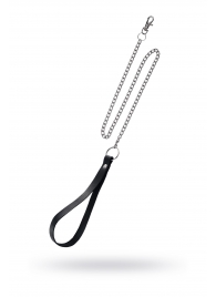Поводок с ручкой из черной натуральной кожи и карабином для ошейника - Pecado - купить с доставкой в Нижнем Тагиле