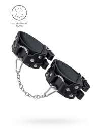 Черные кожаные оковы с двумя ремешками - Pecado - купить с доставкой в Нижнем Тагиле