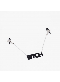 Зажимы на соски с кожаной подвеской Bitch - Crazy Handmade - купить с доставкой в Нижнем Тагиле
