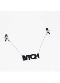 Зажимы на соски с кожаной подвеской Bitch - Crazy Handmade - купить с доставкой в Нижнем Тагиле