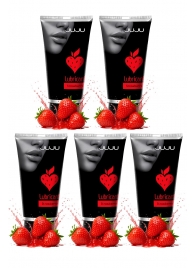 Набор из 5 съедобных лубрикантов JUJU со вкусом клубники - JuJu - купить с доставкой в Нижнем Тагиле