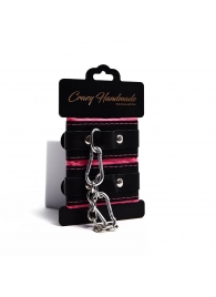 Черно-розовые скругленные наручники с мягкой подкладкой - Crazy Handmade - купить с доставкой в Нижнем Тагиле