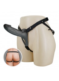 Черный полый мужской страпон London - 16,8 см. - Baile - купить с доставкой в Нижнем Тагиле