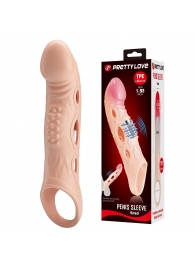 Телесная удлиняющая насадка с рельефом и вибрацией Brad - 21,3 см. - Baile - в Нижнем Тагиле купить с доставкой