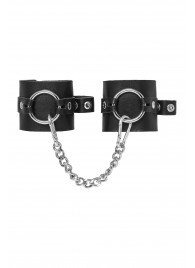 Черные наручники из толстой натуральной кожи с люверсами - Pecado - купить с доставкой в Нижнем Тагиле