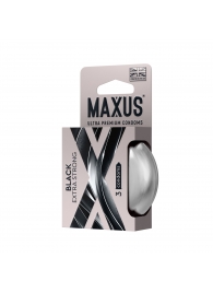 Черные утолщенные презервативы MAXUS Extra Strong с железным кейсом - 3 шт. - Maxus - купить с доставкой в Нижнем Тагиле