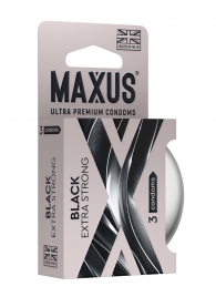 Черные утолщенные презервативы MAXUS Extra Strong с железным кейсом - 3 шт. - Maxus - купить с доставкой в Нижнем Тагиле