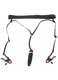 Женские вибростринги с зажимами для половых губ Spreader String with Vibrator - Orion - купить с доставкой в Нижнем Тагиле