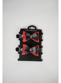 Черно-красные кожаные наручники с бантиками - Crazy Handmade - купить с доставкой в Нижнем Тагиле