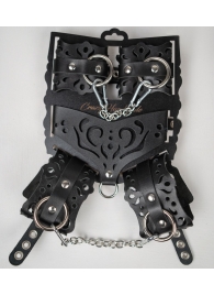 Черный ажурный кожаный набор фиксаций - Crazy Handmade - купить с доставкой в Нижнем Тагиле