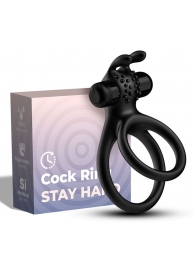 Черное эрекционное виброкольцо с подхватом мошонки Stay Hard - Boys of Toys - в Нижнем Тагиле купить с доставкой
