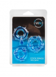 Набор из 3 синих эрекционных колец с различным рельефом - Erowoman-Eroman - в Нижнем Тагиле купить с доставкой