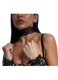 Черный ажурный чокер с золотистой фурнитурой - Crazy Handmade - купить с доставкой в Нижнем Тагиле