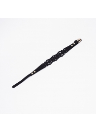 Черный ажурный чокер с золотистой фурнитурой - Crazy Handmade - купить с доставкой в Нижнем Тагиле