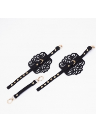 Черный фигурные оковы с золотистой фурнитурой - Crazy Handmade - купить с доставкой в Нижнем Тагиле