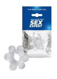 Прозрачное эрекционное кольцо с 6 стимулирующими шариками - Sex Expert - в Нижнем Тагиле купить с доставкой