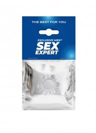 Прозрачное эрекционное кольцо с шариками и шипами - Sex Expert - в Нижнем Тагиле купить с доставкой