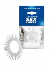 Эластичное эрекционное кольцо с шипиками и шариком - Sex Expert - в Нижнем Тагиле купить с доставкой