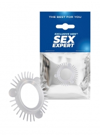 Эластичное эрекционное кольцо с 3 шариками и шипами - Sex Expert - в Нижнем Тагиле купить с доставкой