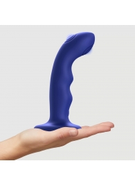 Синяя насадка-стимулятор Strap-On-Me Tapping Dildo Wave - Strap-on-me - купить с доставкой в Нижнем Тагиле