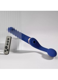 Синий безремневой страпон Multi Orgasm Bendable Strap-On size XL с клиторальной стимуляцией - Strap-on-me - купить с доставкой в Нижнем Тагиле