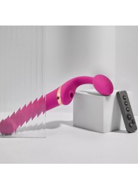 Ярко-розовый безремневой страпон Multi Orgasm Bendable Strap-On size XL с клиторальной стимуляцией - Strap-on-me - купить с доставкой в Нижнем Тагиле