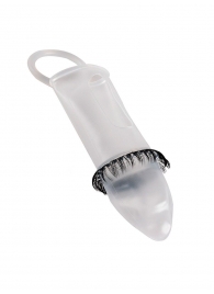 Закрытая насадка на пенис с подхватом мошонки и стимулирующими «ресничками» - Sextaz - в Нижнем Тагиле купить с доставкой