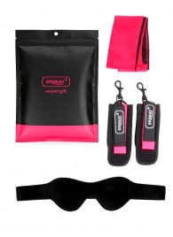 Черно-розовый эротический набор: маска, наручники и повязка - Erokay - купить с доставкой в Нижнем Тагиле