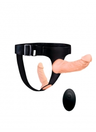 Женский страпон с 2 насадками, вибрацией и пультом ДУ - Erowoman-Eroman - купить с доставкой в Нижнем Тагиле