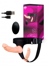 Женский страпон с 2 насадками, вибрацией и пультом ДУ - Erowoman-Eroman - купить с доставкой в Нижнем Тагиле