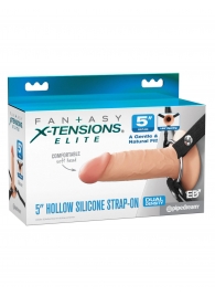 Телесный пустотелый фаллопротез 5’’ Hollow Silicone Strap-On - 14 см. - Pipedream - купить с доставкой в Нижнем Тагиле