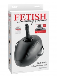 Черный надувной мяч с платформой для фиксации дилдо Body Dock Inflatable Love Ball - Pipedream - купить с доставкой в Нижнем Тагиле