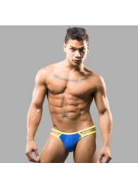 Синие мужские трусы-стринги с двойными бретелями - Romeo Rossi купить с доставкой