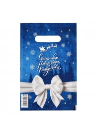 Сине-белый подарочный новогодний пакет с вырубной ручкой (20х30 см) - Сима-Ленд - купить с доставкой в Нижнем Тагиле