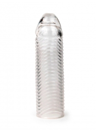 Прозрачная закрытая насадка на пенис с ребрышками - 16 см. - Sex Expert - в Нижнем Тагиле купить с доставкой