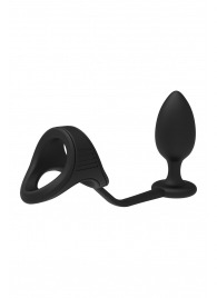 Черное эрекционное кольцо с анальной пробкой Cockstrap With Anal Plug - Dream Toys - в Нижнем Тагиле купить с доставкой