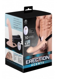 Телесный полый страпон с вибрацией Erection Agents - 24,1 см. - NMC - купить с доставкой в Нижнем Тагиле