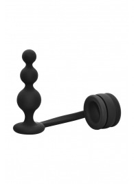 Черное эрекционное кольцо с анальной елочкой Cockring With Beaded Anal Plug - Dream Toys - в Нижнем Тагиле купить с доставкой