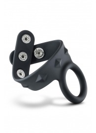 Черное эрекционное кольцо с подхватом мошонки на кнопках VS6 - Blush Novelties - в Нижнем Тагиле купить с доставкой