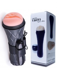 Телесный мастурбатор-вагина в черной колбе с вибрацией - Boys of Toys - в Нижнем Тагиле купить с доставкой