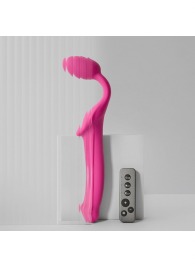 Ярко-розовый безремневой страпон Strap-on-me Vibrating Bendable Strap-On size M - Strap-on-me - купить с доставкой в Нижнем Тагиле